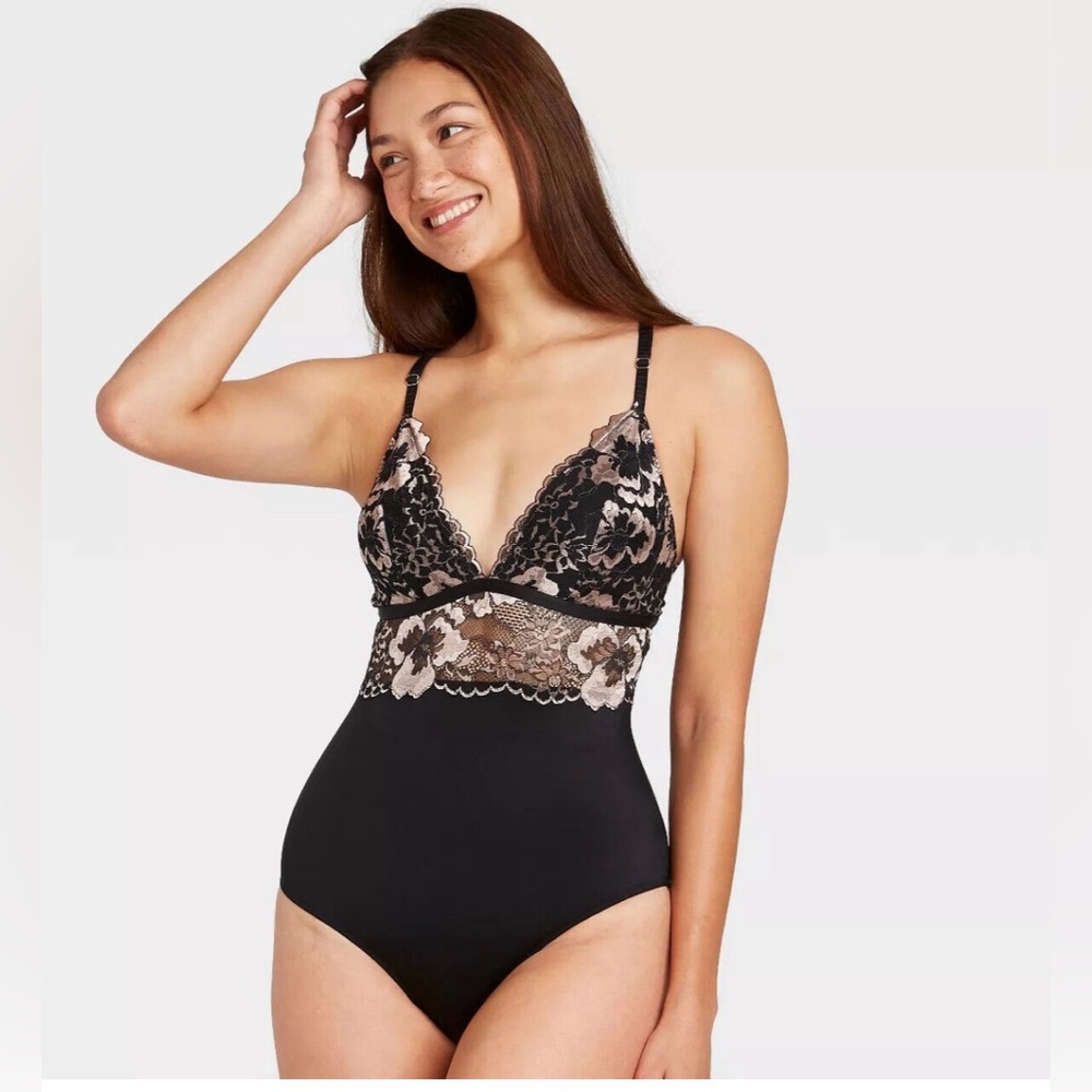 Auden BLACK‎ Lace Lingerie Bodysuit size Small